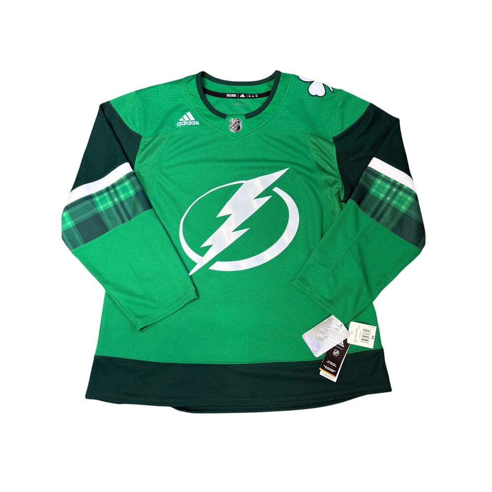 NWT Adidas Primegreen Tampa Bay Lightning St. Patrickβs Day Hockey Jersey SZ 54